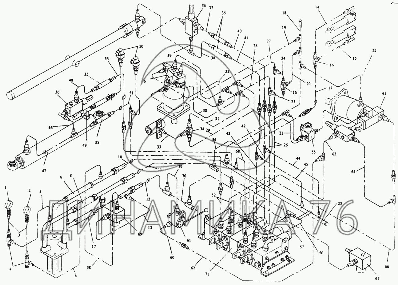 Схема гидравлики автокрана