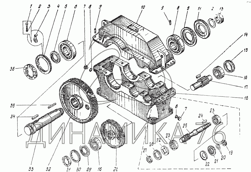 Схема сборки редуктора ц2у