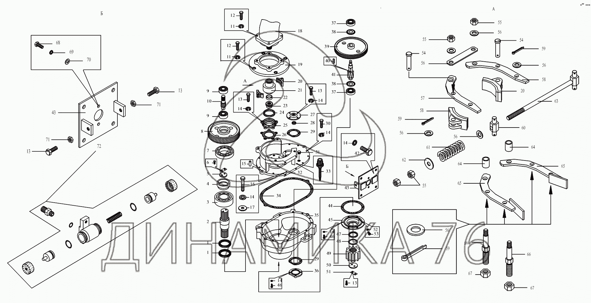 Механизм поворота на КС-45717К-1 (вариант) - Схема, каталог деталей,  стоимость, запчасти (2667)