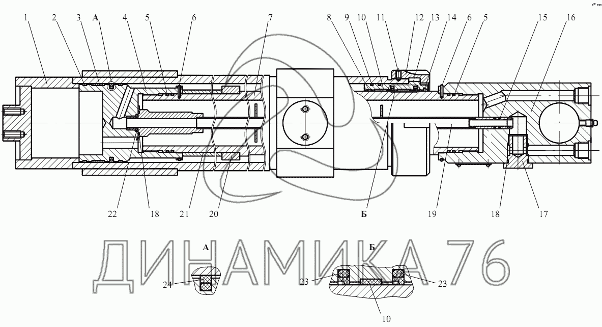 Схема телескопического гидроцилиндра