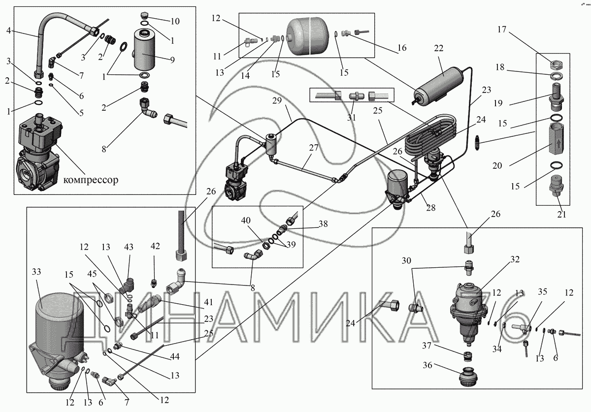 Осушитель воздуха камаз 5490 схема