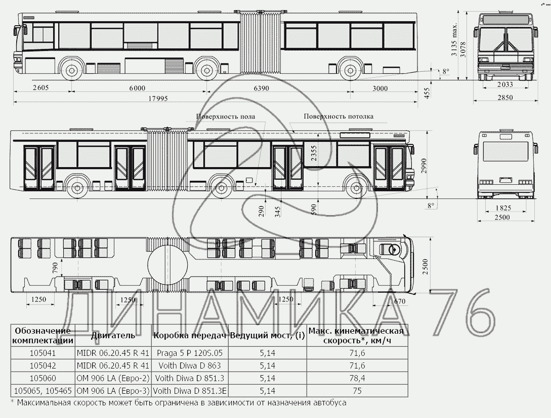 Автобус маз схема