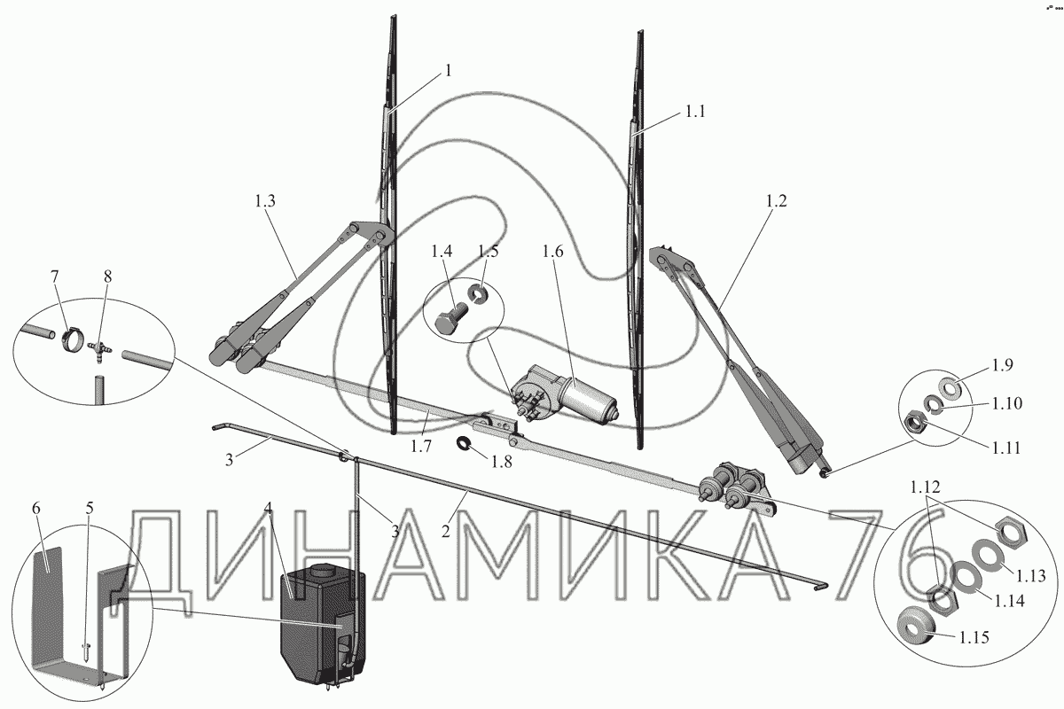 Стеклоочиститель маз схема