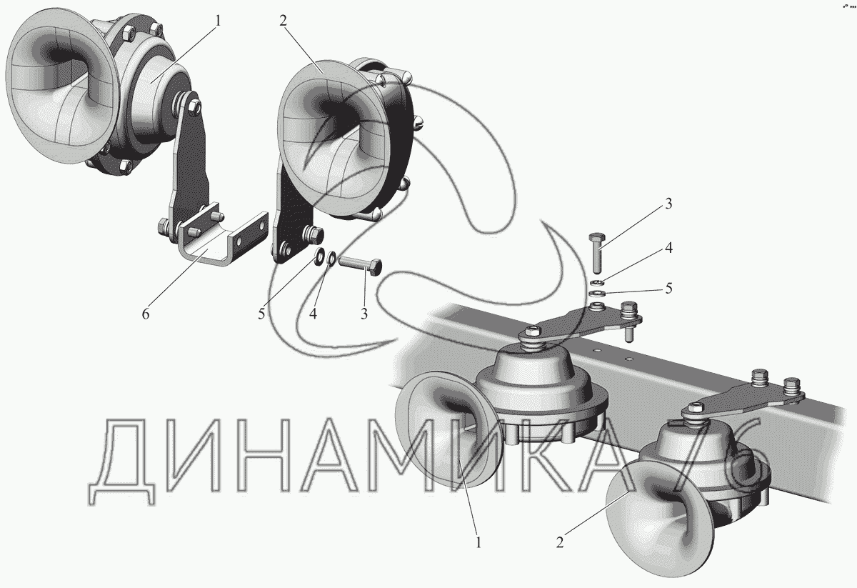 Установка звуковых сигналов 103-3700024 на МАЗ-107 (2011)