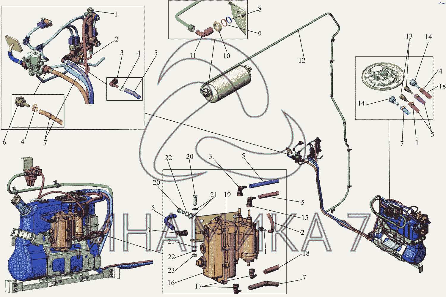 Установка системы подавления токсичности (лист 1) на МАЗ-215