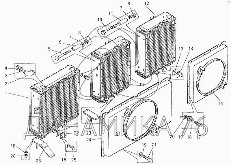 Блок радиаторов вектор 410