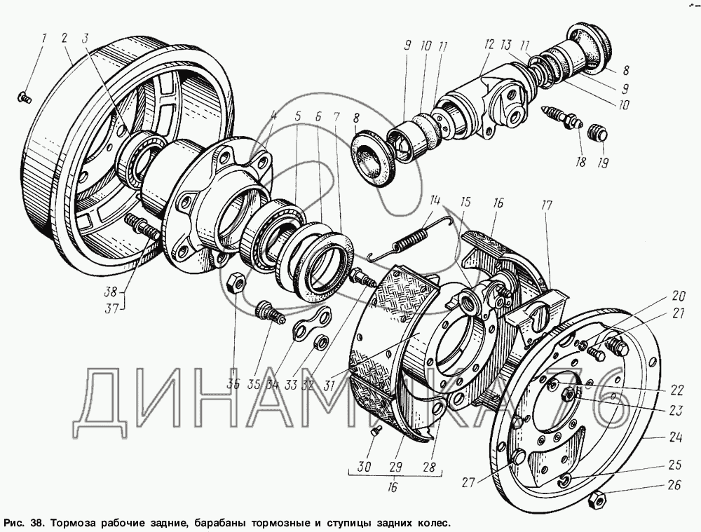 Схема передней ступицы газель