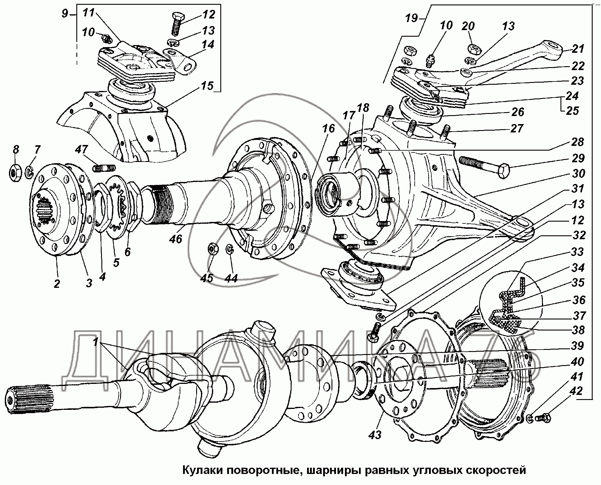 Замена поворотного кулака газель