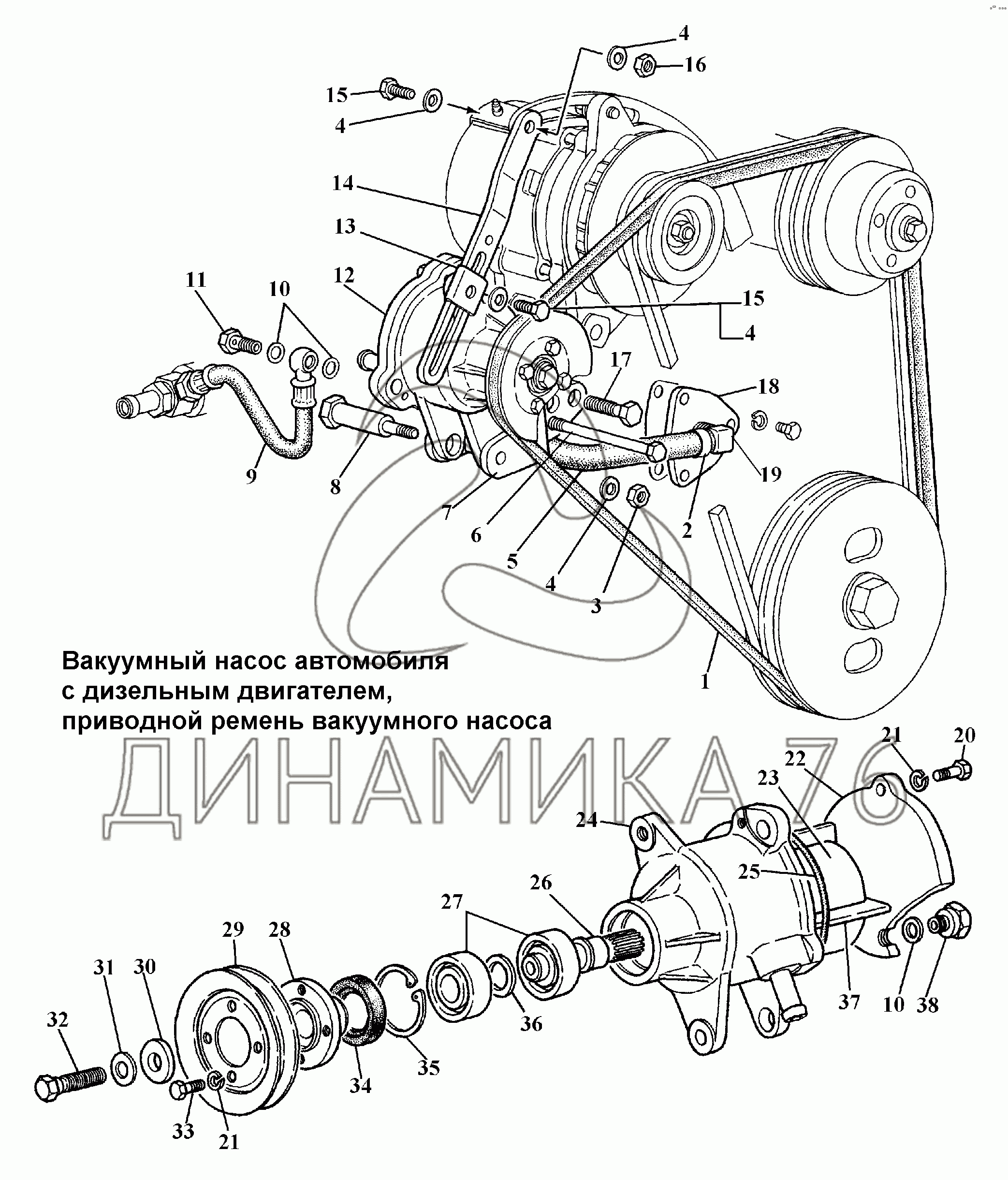 Вакуумный насос автомобиля с дизельным двигателем на ГАЗ-3308