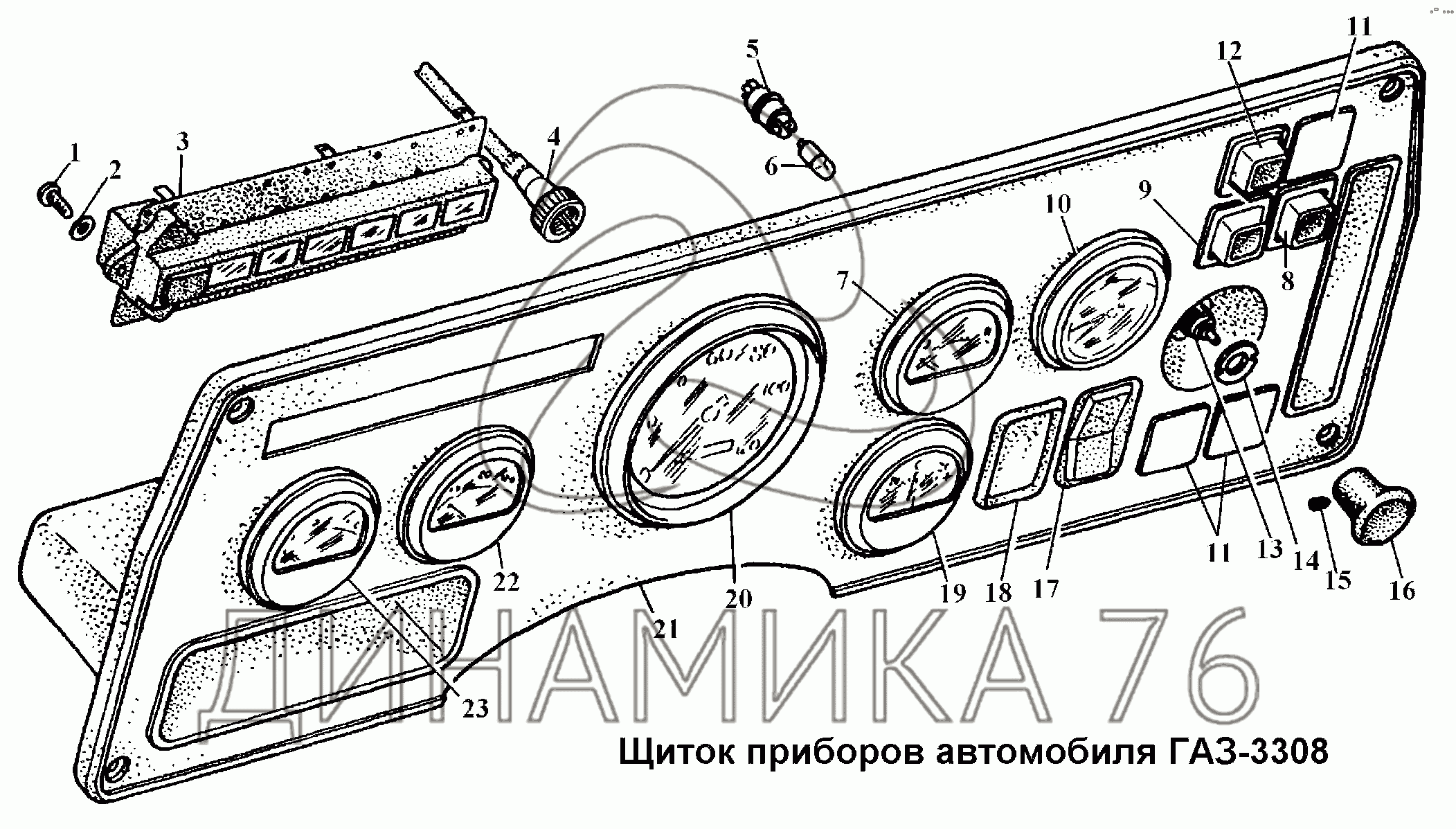 Щиток приборов автомобиля ГАЗ-3308 на ГАЗ-3308