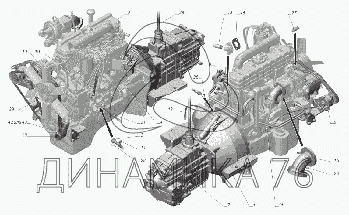 33081-1000252-40. Двигатель полностью укомплектованный на ГАЗ-33081 - Схема,  каталог деталей, стоимость, запчасти (4bd)