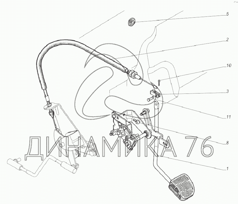 Газ 3309 схема педали газа