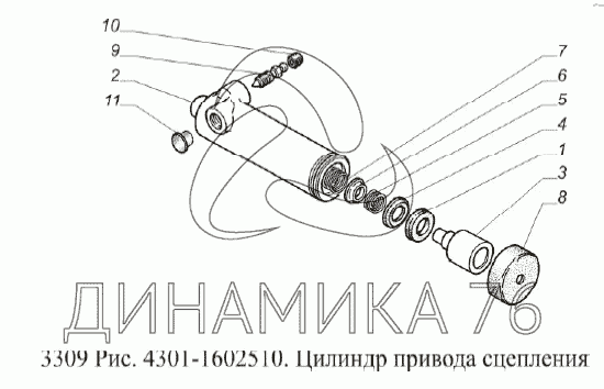 Цилиндр сцепления главный газ 53 схема