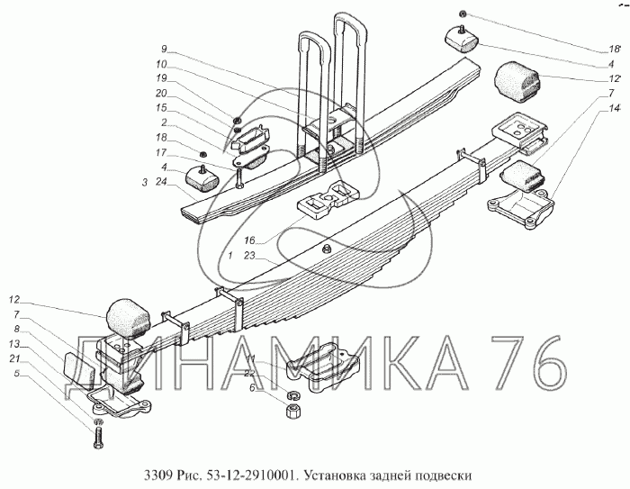 Передняя рессора газ 53 схема