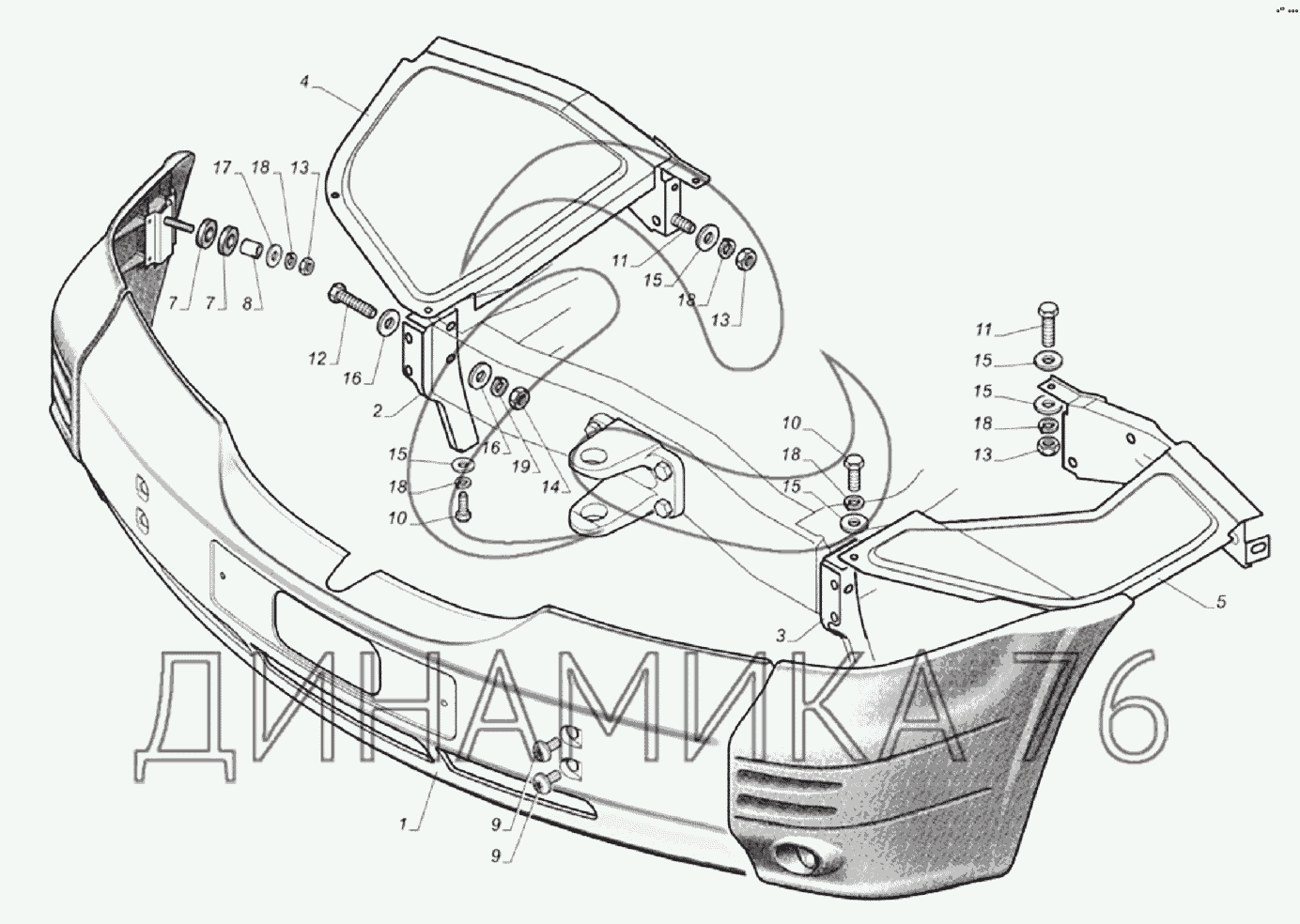 Установка переднего буфера ГАЗ-33104 