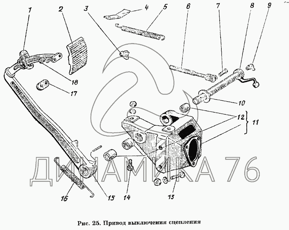 Схема сцепления газ 24