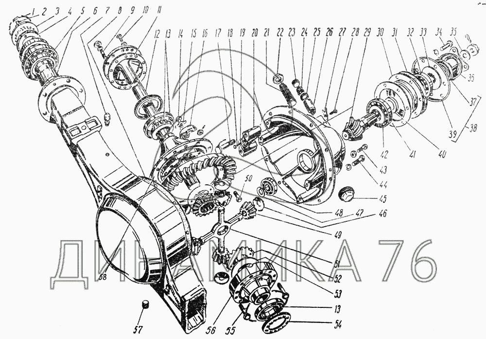 Редуктор заднего моста газ 53 чертеж