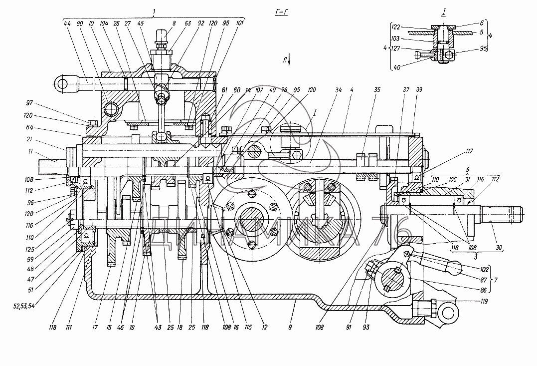 Рис.2 — Схема положения шестерен главной передачи при включении передач (КПП) трактора Т-25