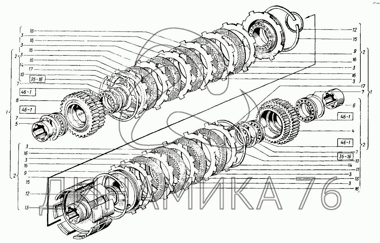 Схема коробки передач на т 150