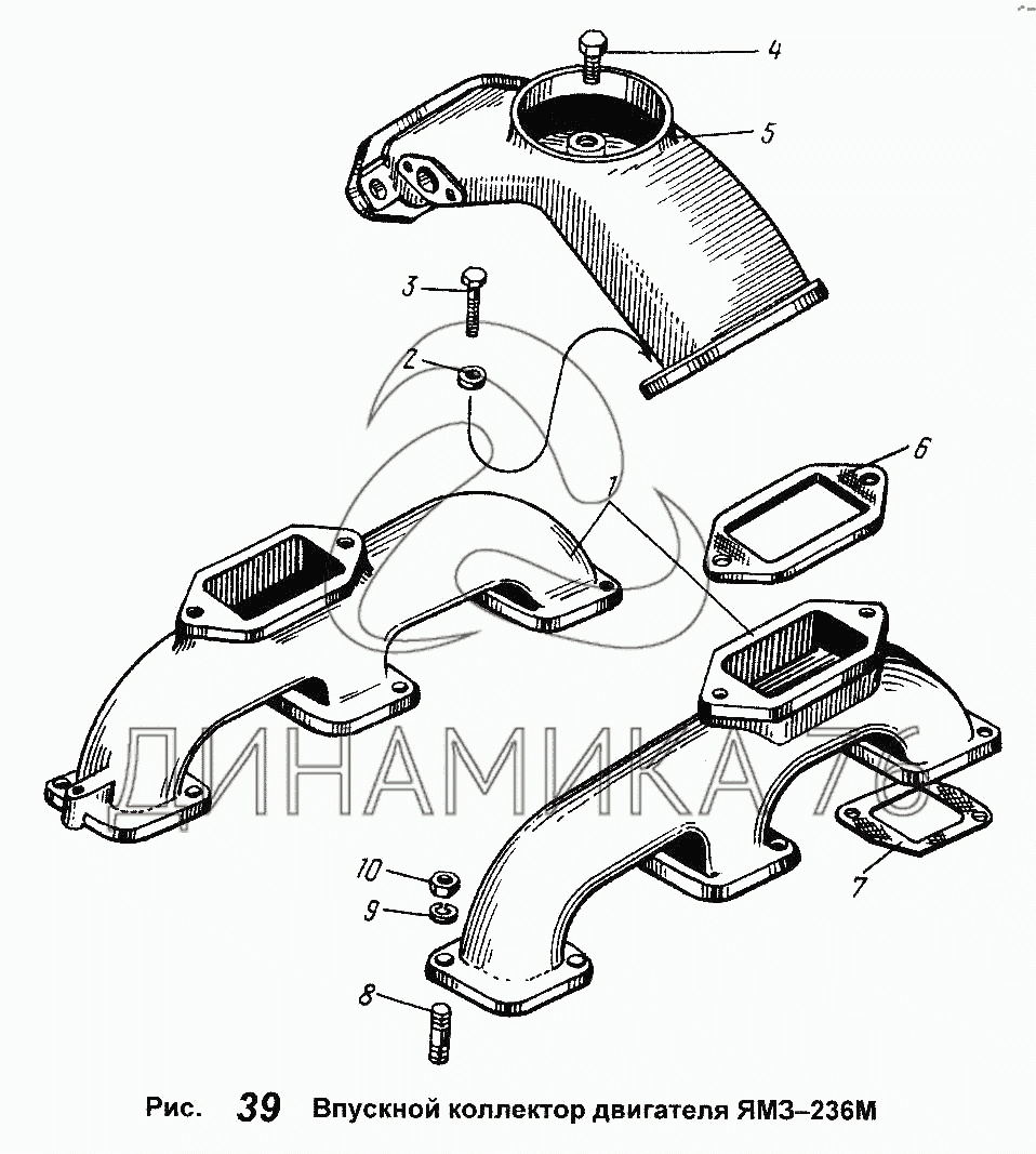 Впускной коллектор двигателя ЯМЗ-236М на ЯМЗ-236 М