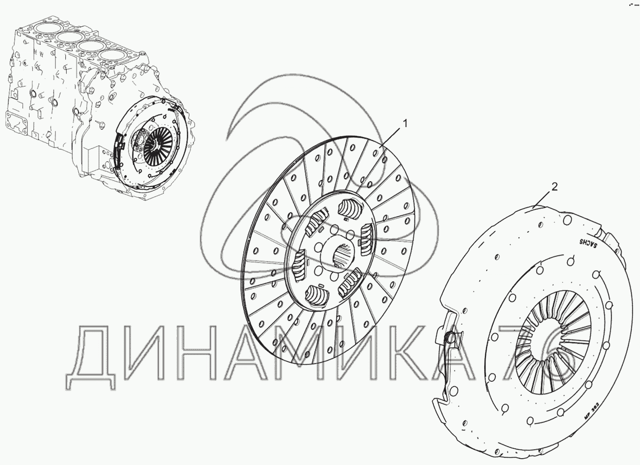 Схема сцепления газон некст с двигателем ямз