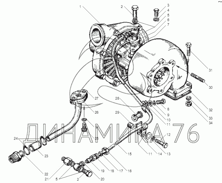 ТРУБКИ ПОДВОДА И СЛИВА МАСЛА ТУРБОКОМПРЕССОРА двигателей ЯМЗ-6562.10 ...