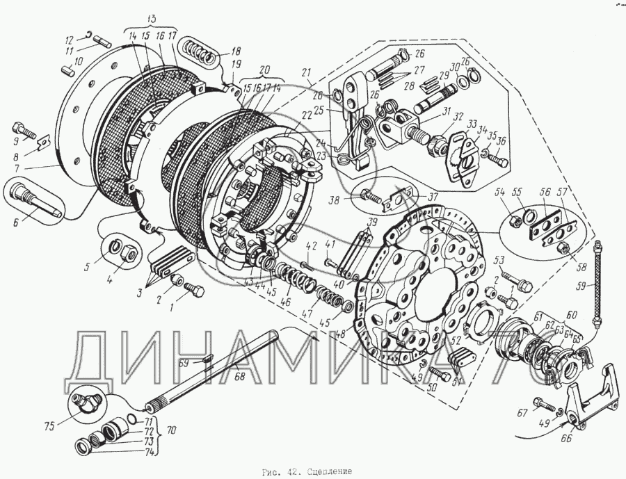 Сцепление ямз 184 схема