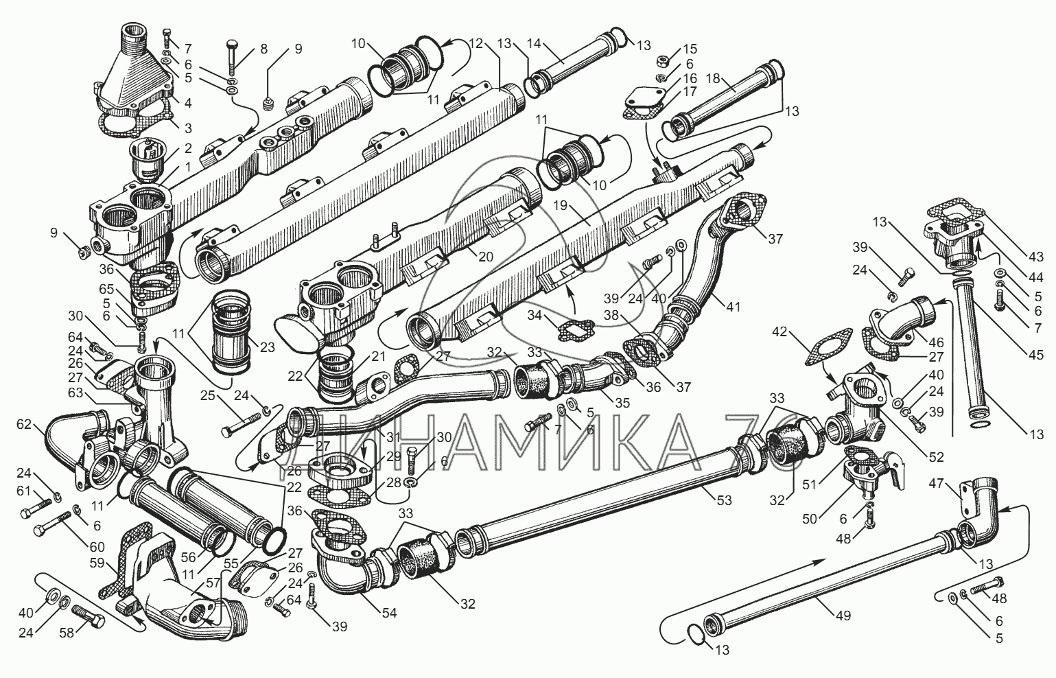 Схема электрическая принципиальная двигателя ЯМЗ-53601 с системой бортовой диагностики