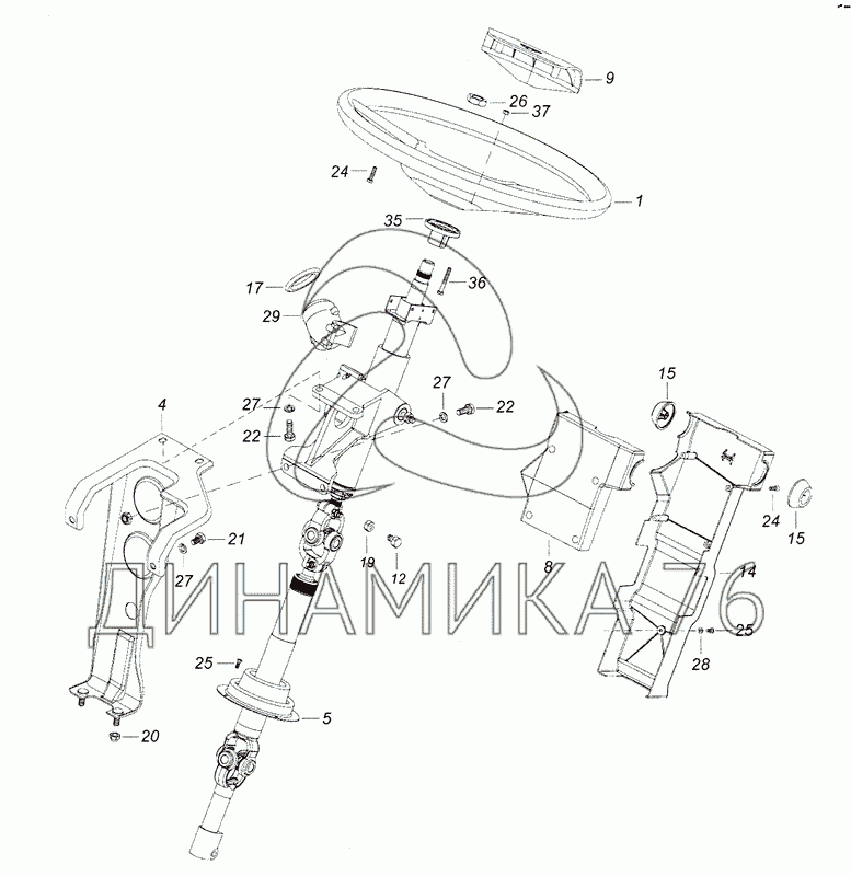 Схема рулевой колонки камаз