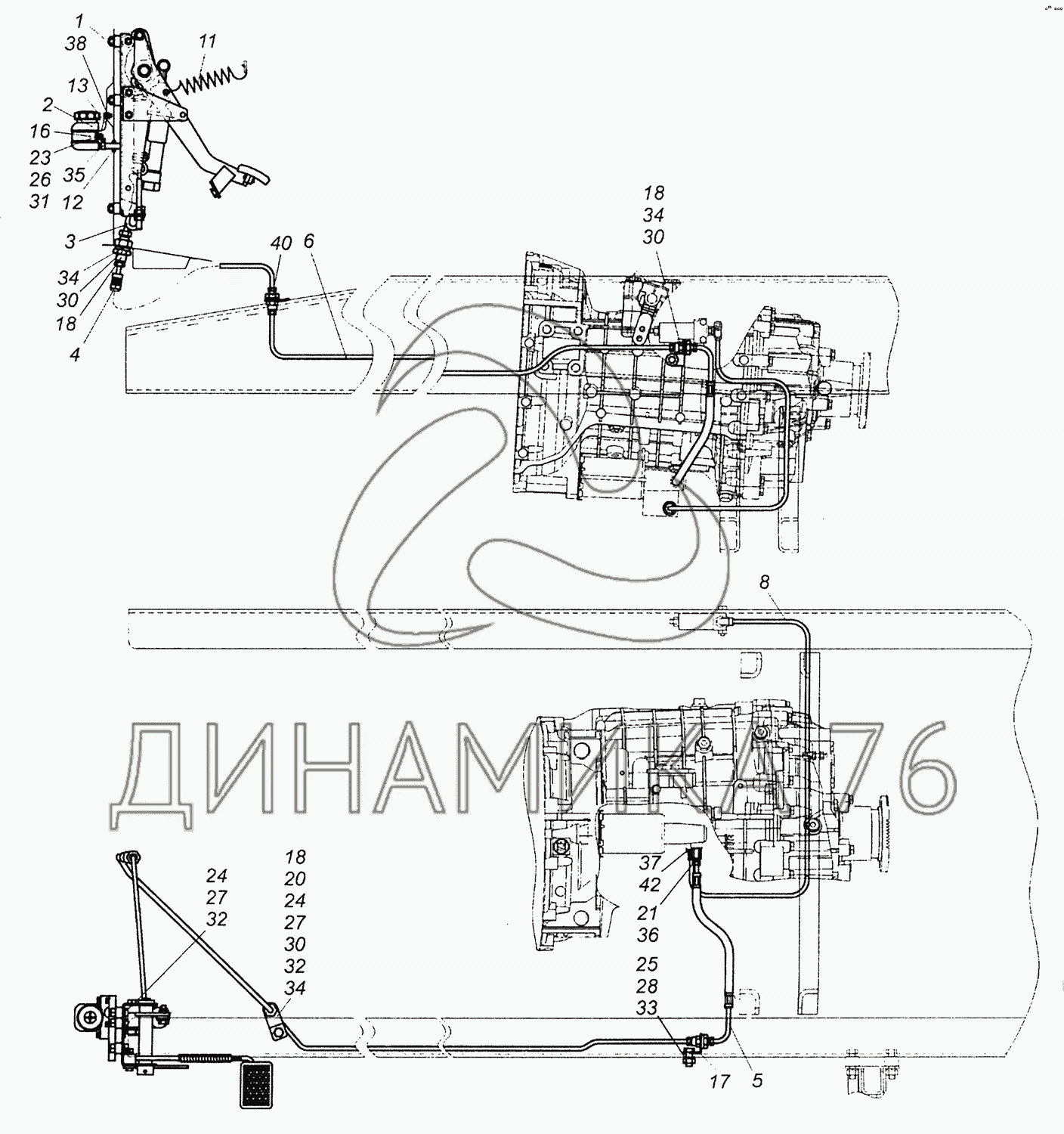 4308-1600006-70 Установка педали и привода выключения сцепления на КамАЗ-4308  (Евро 4)