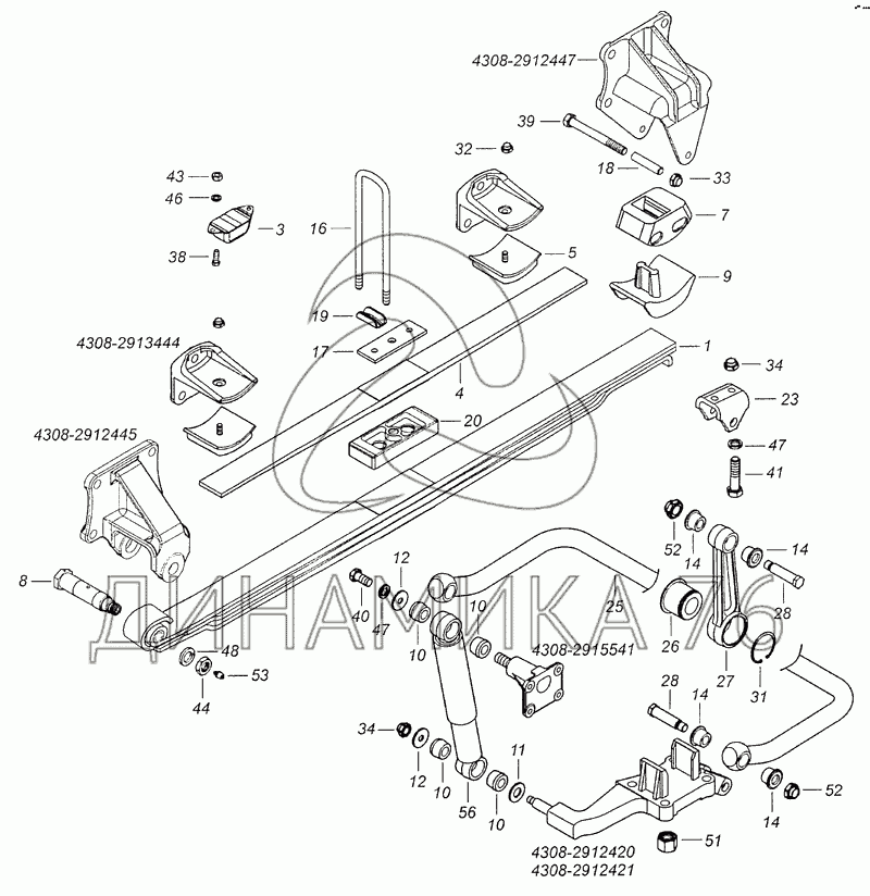 Задний стабилизатор камаз 5490 на схеме