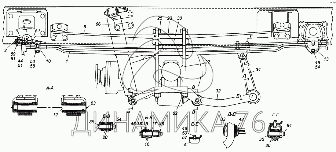 Передняя рессора камаз 65115 схема