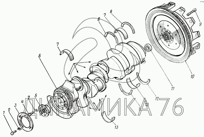 Схема коленвала камаз 740