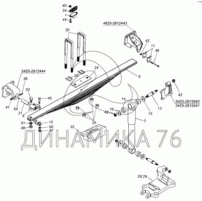 Рессора передняя камаз схема