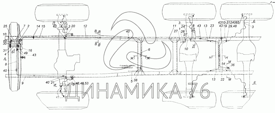 Шланг подкачки колеса КамАЗ 43118-3124186-20