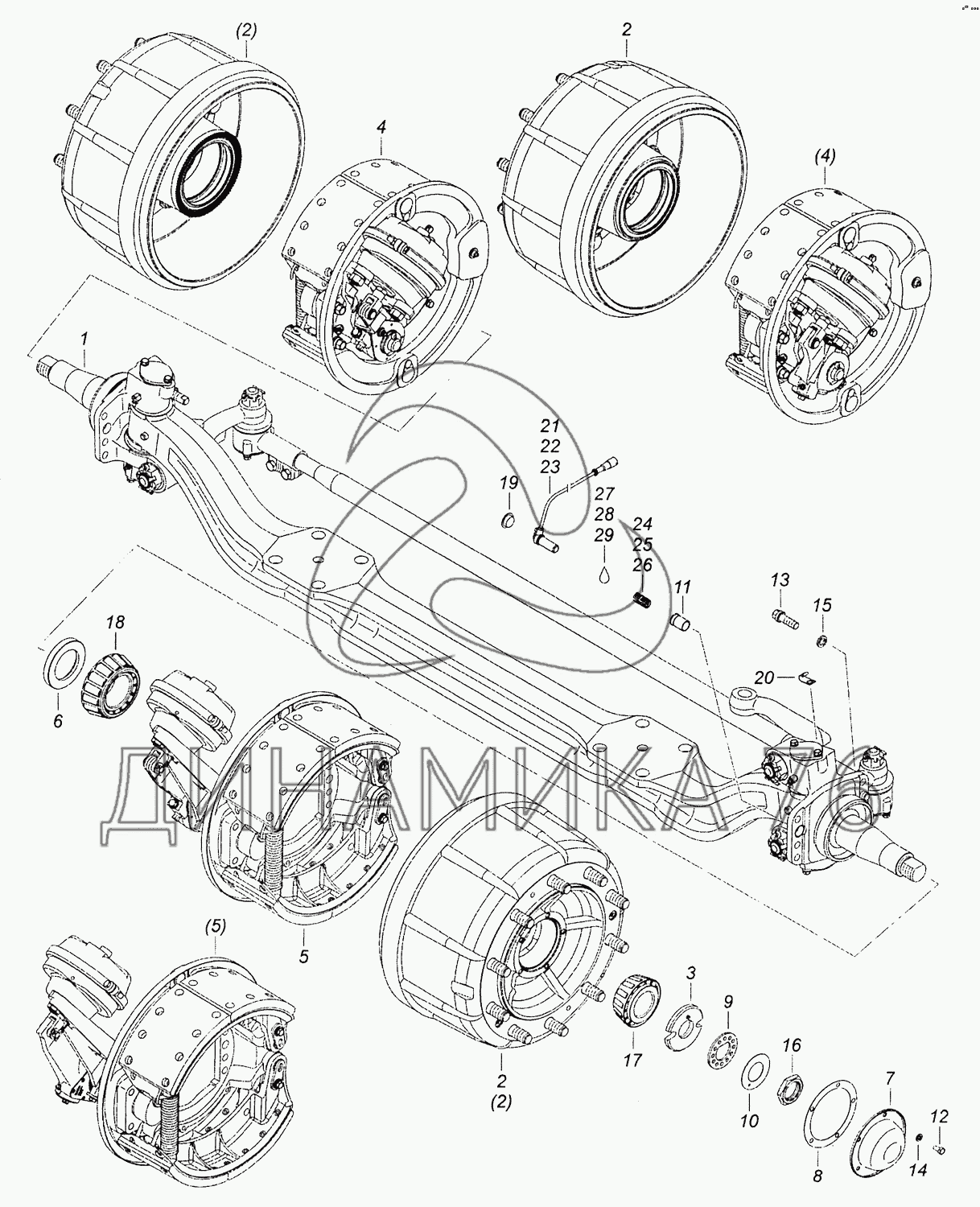 Схема передней ступицы камаз