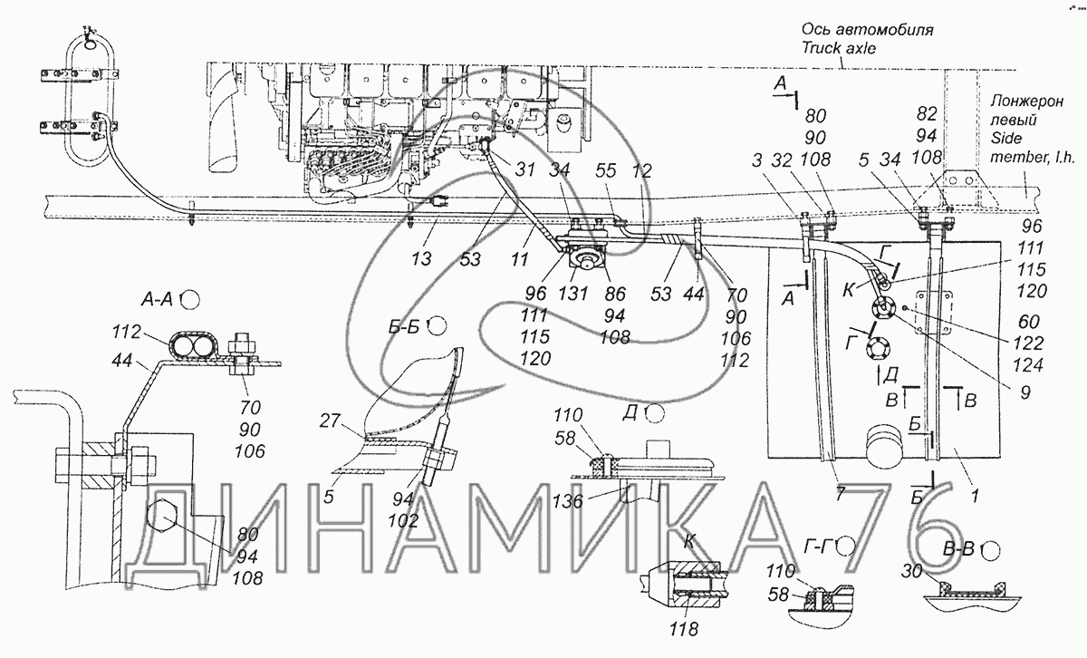 Схема топливных трубок камаз