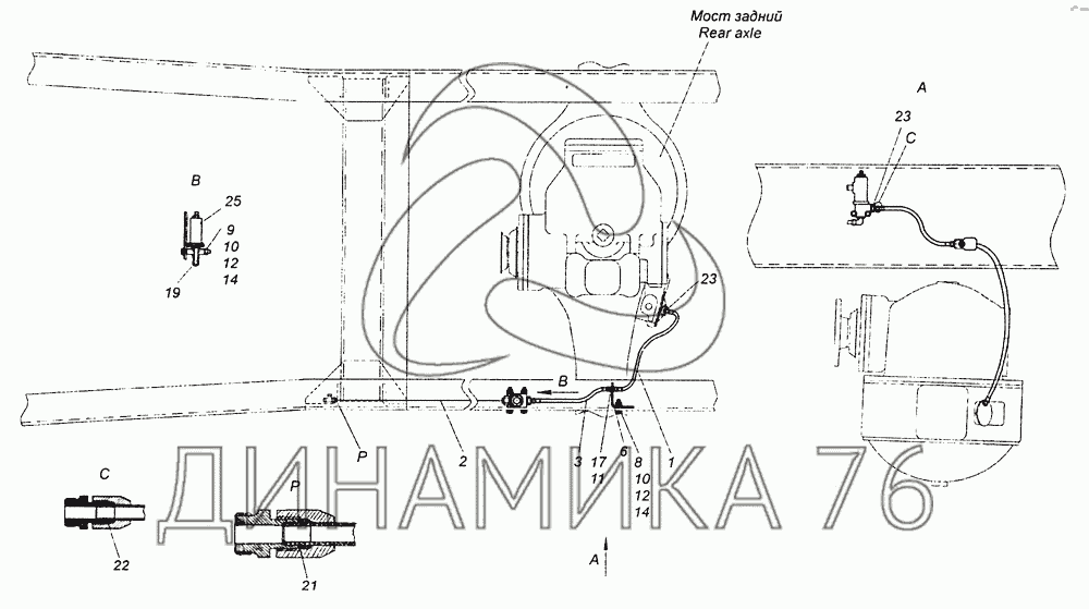 Схема блокировки межколесного дифференциала камаз