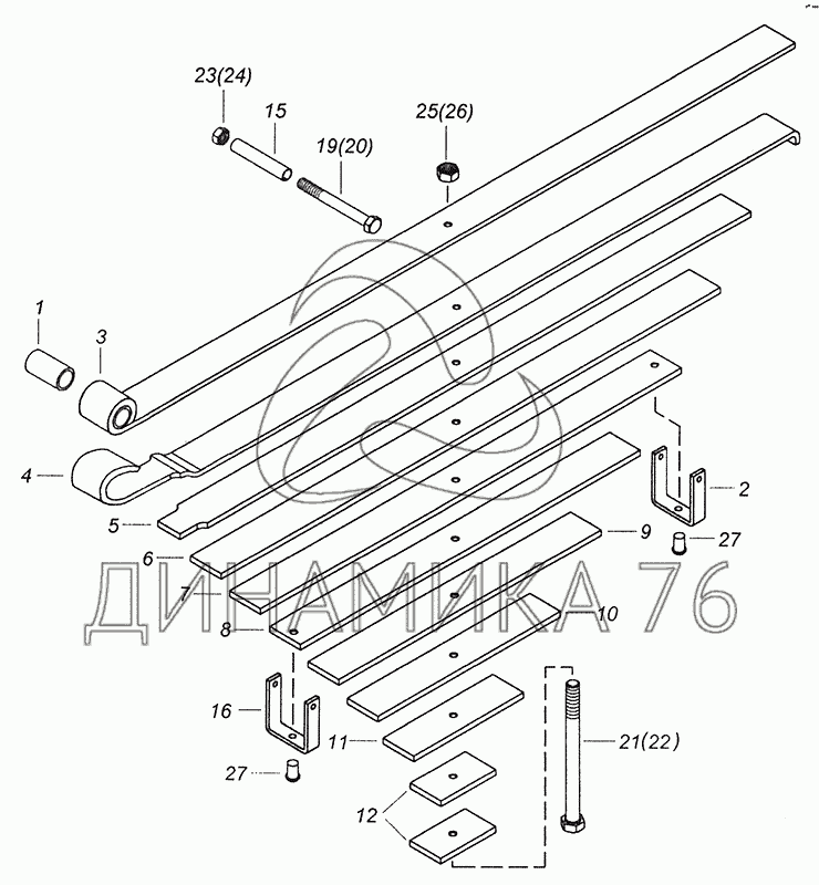 Рессора передняя камаз 65115 3 листа схема