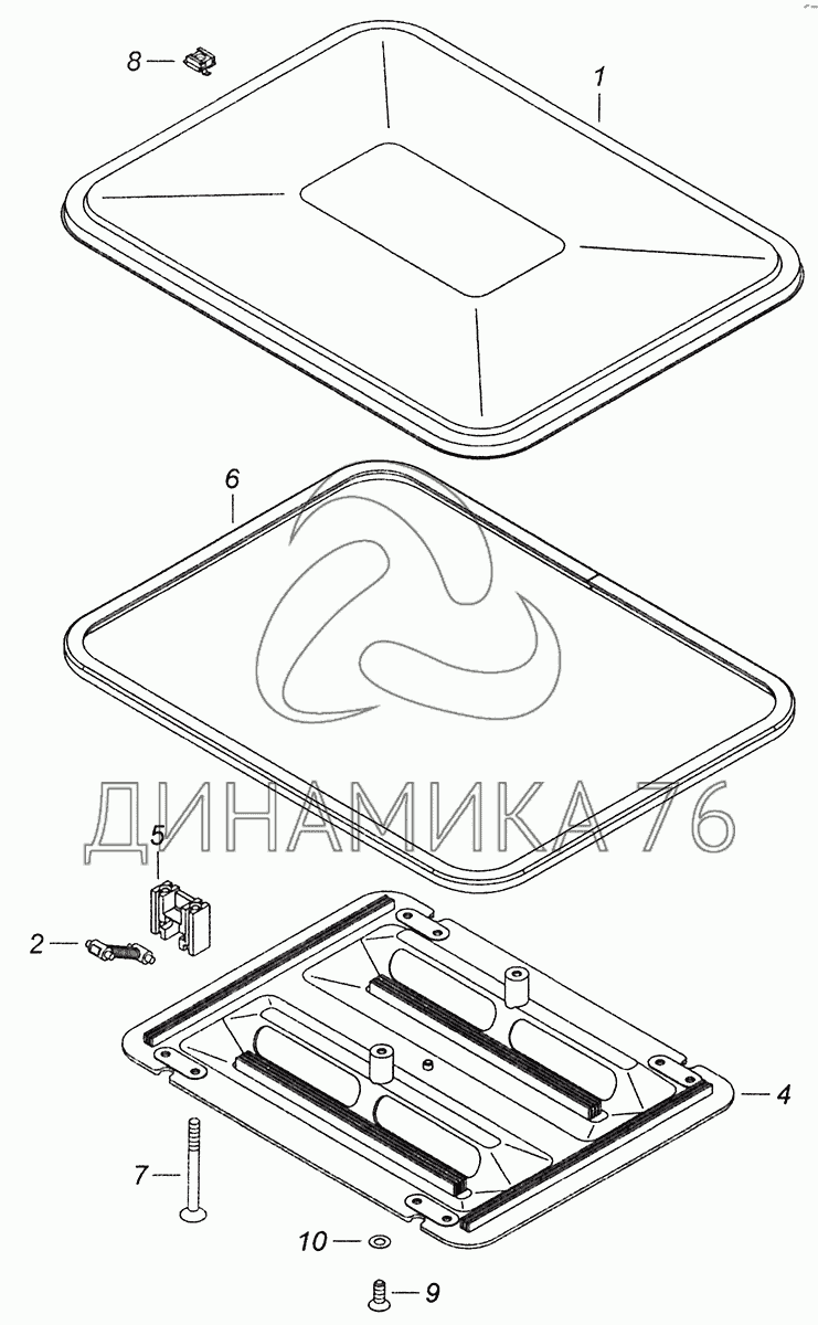 53205-5713008 Установка вентиляционного люка крыши на КамАЗ-43255 (Евро-3)