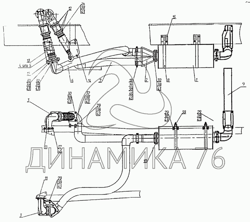 Схема глушителя камаз 5320