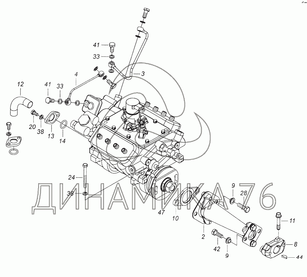 740.31-1111000-40 Установка и привод ТНВД на КамАЗ-43261 (Евро-1, 2)