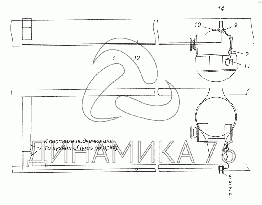 Схема блокировки межколесного дифференциала камаз