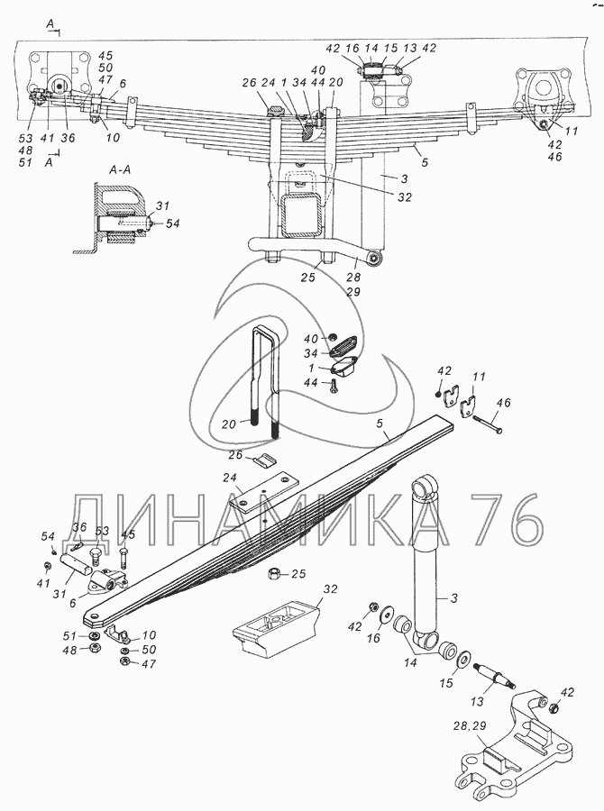 Рессора передняя камаз схема