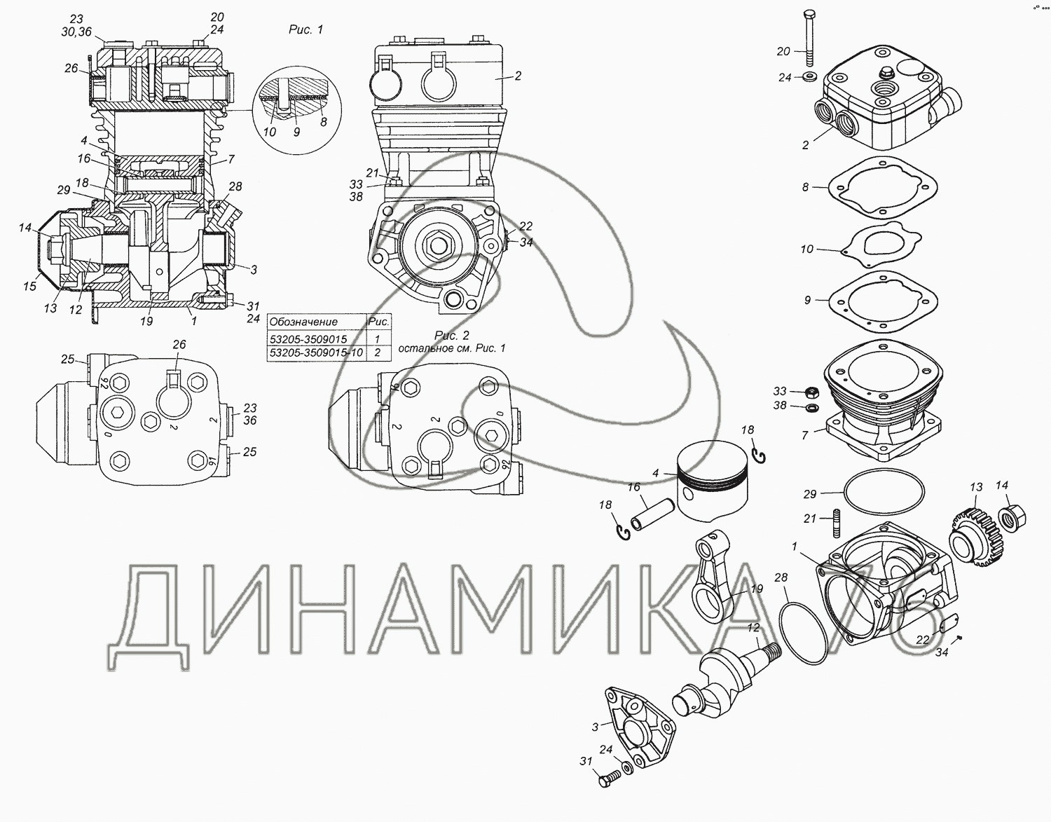 Камаз одноцилиндровый компрессор схема