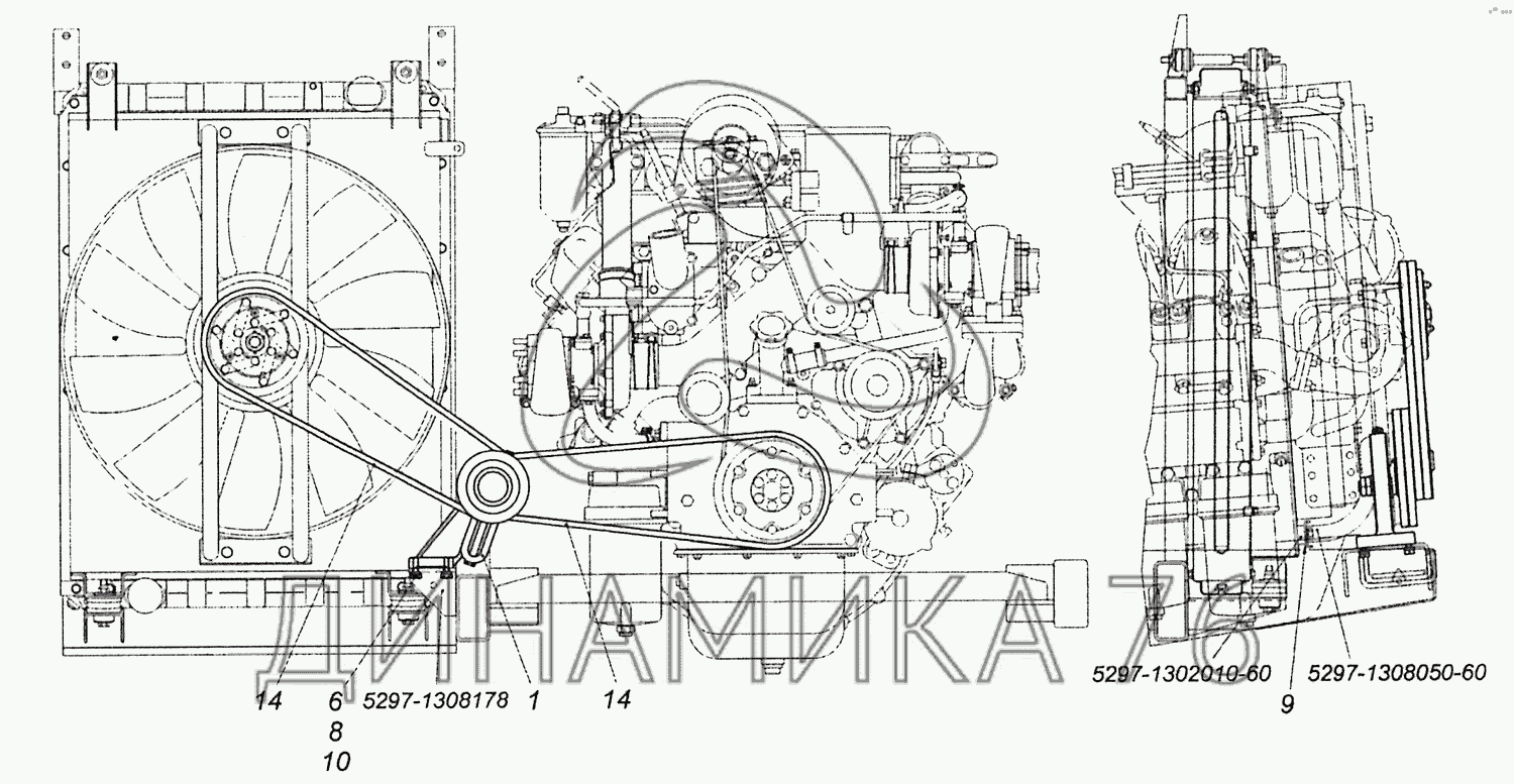 Схема натяжки ремня камаз евро 2