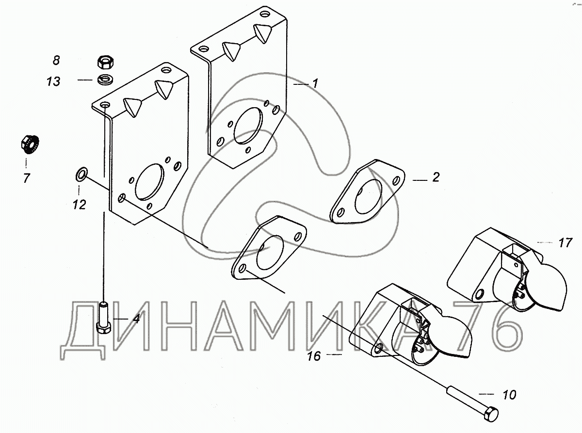 43114-3723003-70, 431147-3723003-70 Установка розеток прицепа на КамАЗ-5308  (Евро 4) - Схема, каталог деталей, стоимость, запчасти (12959)