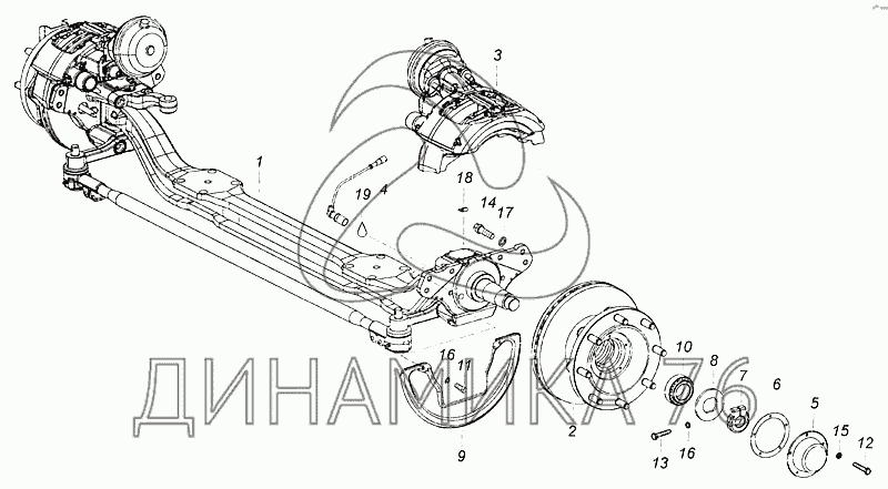 Схема передней балки камаз