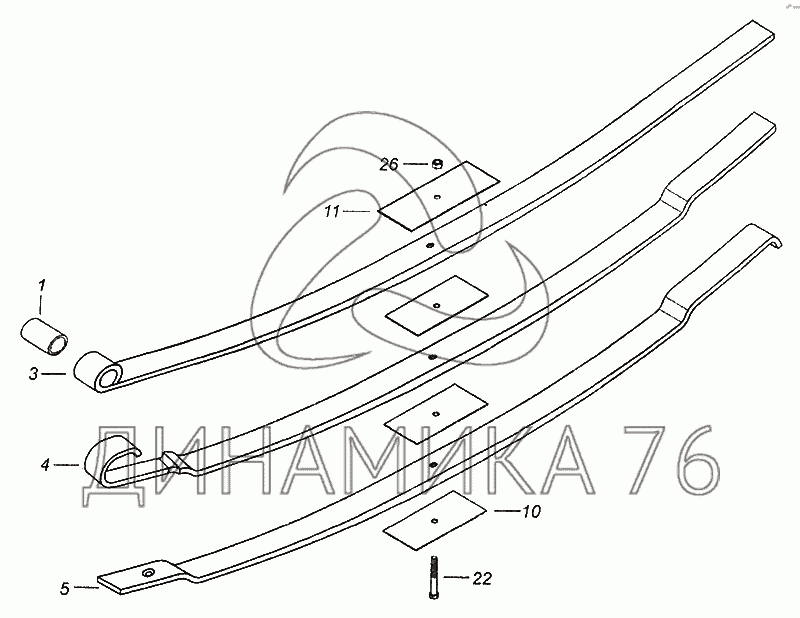 Рессора камаз 6520 передняя 12 листов схема