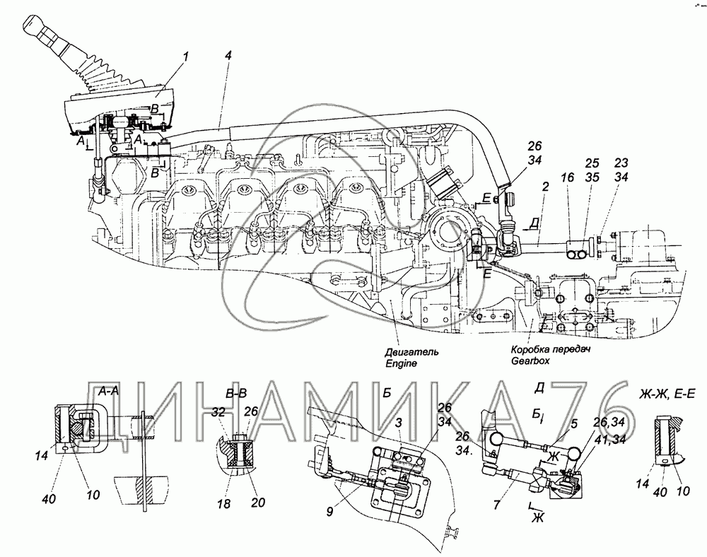 Рычаг переключения передач камаз 6520 схема